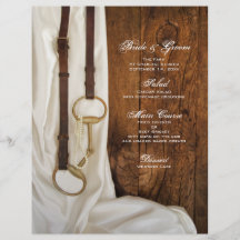 Satin and Horse Bit Country Wedding Menu Personalized Flyer
