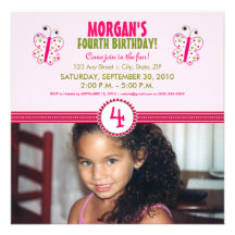 Satin Ribbon Butterfly Birthday Party Invite: pink