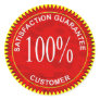 Satisfaction Guarantee in Chrome Red Round Sticker