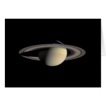 Saturn planet with rings around it card