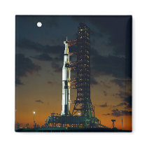 Saturn V rocket on the launch pad Fridge Magnets