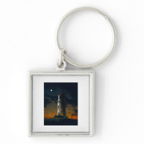 Saturn V rocket on the launch pad Keychain