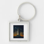 Saturn V rocket on the launch pad Keychain