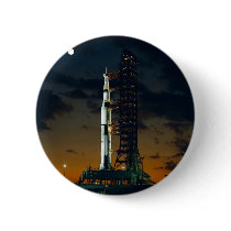Saturn V rocket on the launch pad Pinback Button