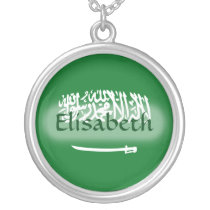 Saudi Arabia Flag + Name Necklace