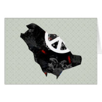 Saudi Arabia Trendy Peace Sign with Saudi map Greeting Cards