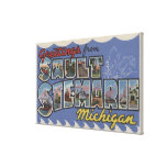 Sault Ste. Marie, Michigan - Large Letter Scenes Canvas Print