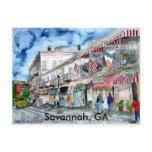 SAVANNAH river street painting post card, GA postcards