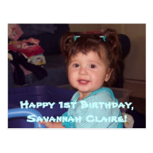 Savannah's 1st B-day postcard invites