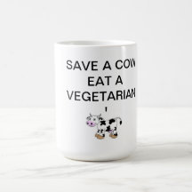 SAVE A COW EAT A VEGETARIAN MUG theholycowproject