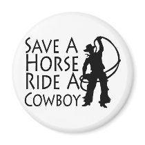 Save A Horse Ride A Cowboy 2 Fridge Magnets