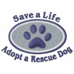 Save A Life Adopt A Rescue Dog (Blue) embroidered shirts