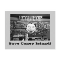 Save Coney Island! postcard (B&W)