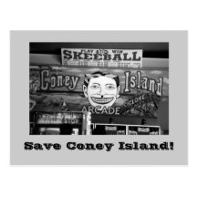 Save Coney Island! postcard (B&W)