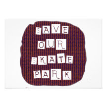 Save Our Skate Park! Text against red blue back Custom Invites