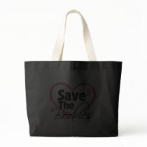 Save The Boobies (Heart) Breast Cancer Tote Bags