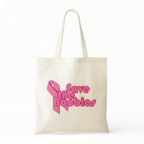 Save the Boobies Pink Ribbon for Breast Cancer Canvas Bags