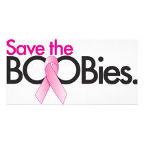 save the boobs personalized photo card