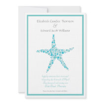 Save the Date Aqua Turquoise Starfish Announcement