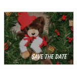 Save The Date Bear Wreath Holiday Postcard