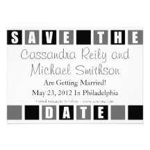 Save The Date (Black / Grey Square Boxes) Personalised Announcement