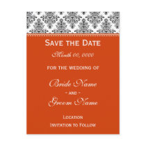Save the Date - Black & White & Orange Postcard