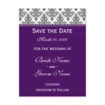 Save the Date - Black & White & Purple Post Card