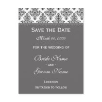 Save the Date - Black & White & Silver Postcard