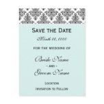 Save the Date - Black & White & Tiffany Blue postcards
