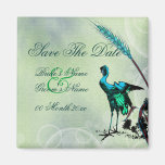 "Save the date" blue green bird swirls Fridge Magnets