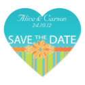 Save the date blue heart sticker