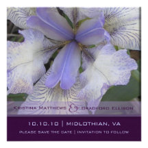 Save the Date Blue Iris 5x5 Personalized Announcement