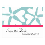 Save the Date - Blue & Pink Wedding Postcard