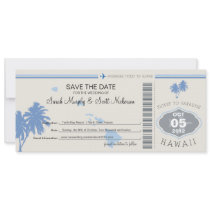 Save the Date Boarding Pass to Hawaii