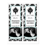 Save the Date Book Mark Favors Black Tiffan Damask Postcard