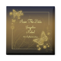 "Save the date" brown gold butterfly elegant
