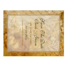 "Save the date" brown gold vintage wedding Post Cards