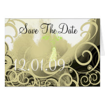 Save the Date Cala Lily - Tan and Green Greeting Cards