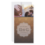 Save the Date Caramel Damask Fillagree Photo Card photo cards