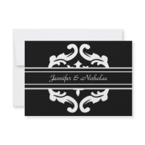 Save the Date Card in Stylish Black & White Damask