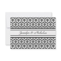 Save the Date Card in Stylish Black & White Damask