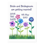 'Save the Date' Card, Pink and Blue Flowers business cards