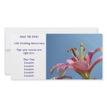SAVE THE DATE Card Pink Lily Flower Blue Sky