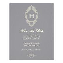 Save the Date // Charcoal & Cream Monogram #2 Custom Invitation