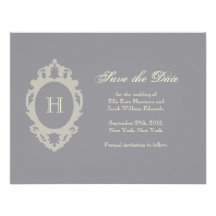 Save the Date // Charcoal & Cream Monogram Personalised Announcements