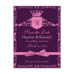 Save the Date Crown Monogram Pink