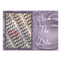"Save the Date" Curls Over Purple Personalised Invites