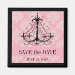 Save the Date Damask Chandelier Wedding Magnets