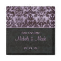 Save the Date Damask Magnet 2b Purple