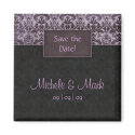 Save the Date Damask Magnet Purple